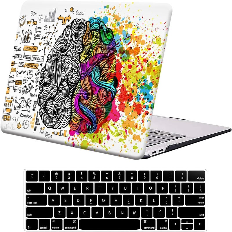 FUNUT for MacBook Air 13 Inch Case 2021 2020 2019 2018 Release A2337 M1 A2179 A1932, Plastic Hard Shell Case Cover for M1 MacBook Air 13 Inch Retina with Touch ID with Keyboard Cover, Formula Brain - Image 1